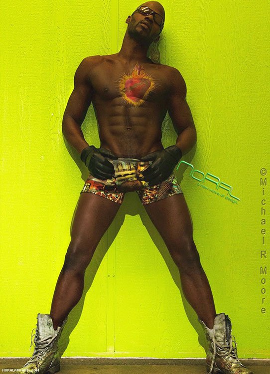 The NoRal Apparel Graffiti Brief. Photography Michael R. Moore. Model: Walter