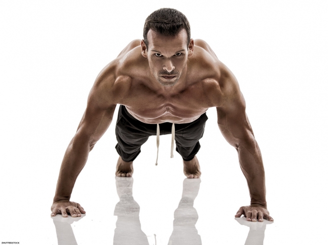 CHEST & SHOULDERS: WIDE-STANCE PUSH-UPS